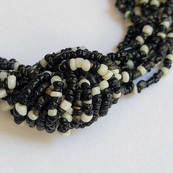 Multi-Layer Monochrome Bib Knot Statement Necklace - Picture 4 of 9